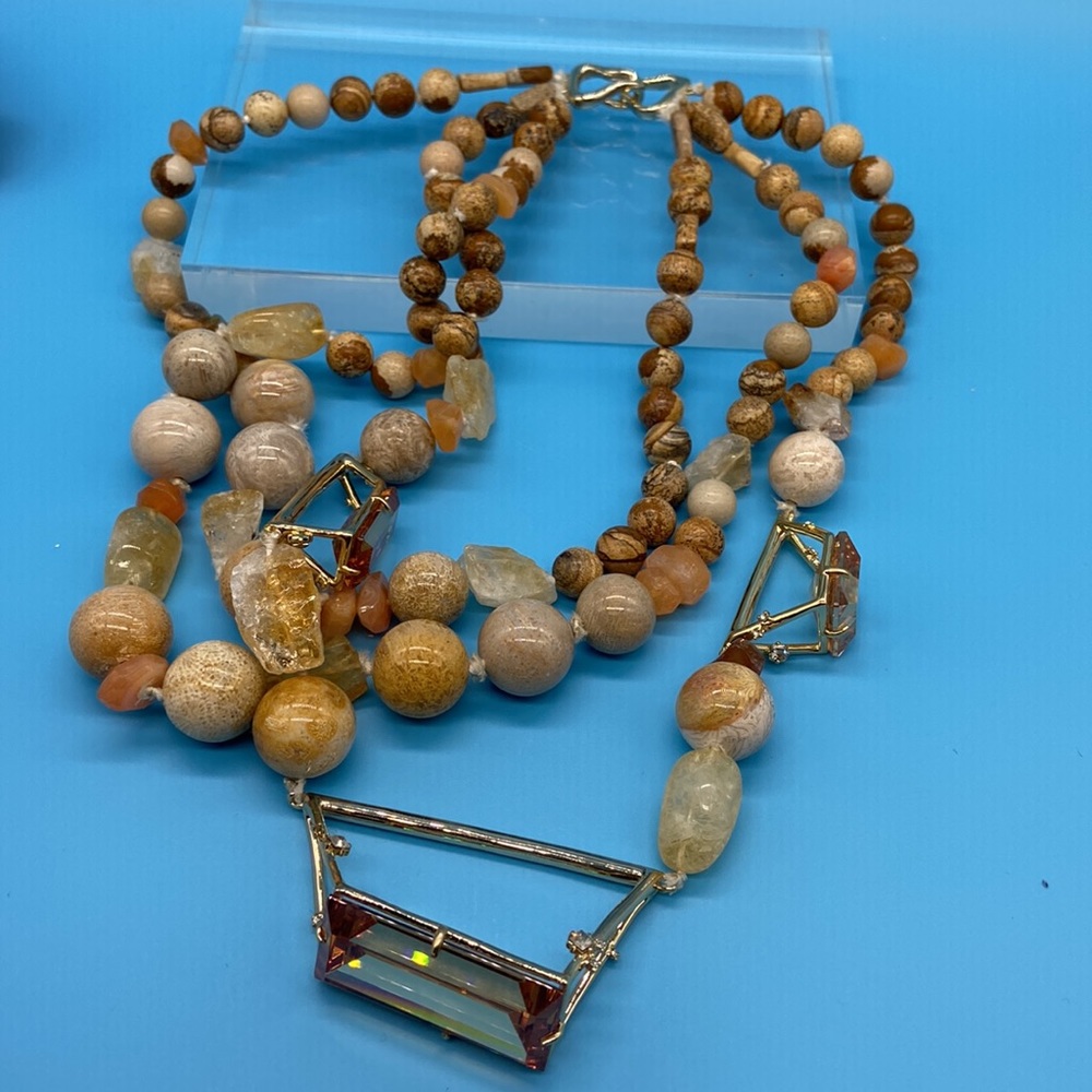 Triple Strand Statement Necklace - Picture 2 of 5